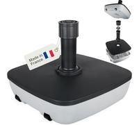 BURI Pied de parasol à roulettes pour parasol de 3,5 à 5 cm - Pied de parasol de qualité supérieure à remplir jusqu'à 32 kg - Gris