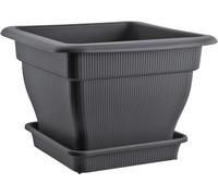 BURI Pot de fleurs 48 x 48 cm 30 l Anthracite avec réservoir d'eau