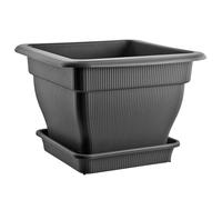 BURI Pot de plantes XXL, 60 x 60 cm, avec réservoir d'eau et sous-pot, 70 litres, couleur anthracite, résistant aux UV, résistant au gel, robuste