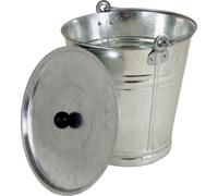 BURI Seau en zinc 12L avec couvercle Seau en zinc Bac à fleurs Seau à eau Seau en métal - Seau en tôle Bac à fleurs Bac à plantes galvanisé