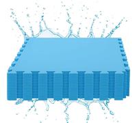 BURI SUMMER Tapis de piscine 36 pièces | 50x50 cm par tapis | 9,00 m² de surface totale | Bleu | Carrelage antidérapant pour piscine, jacuzzi, jardin & fitness | 4 mm d'épaisseur | Système d'emboîteme