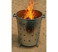 Buri Tonneau d'incinération 75l galvanisé Bol de feu Brûleur de terrasse Tonneau de feu 75 litres galvanisé Éliminer les déchets de jardin rapidement et facilement Tonneau de feu en métal Jardin Tonne