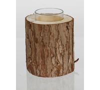 BURI Verre Photophore Tronc d'arbre Bougeoir Décoration intérieure Lampe Éclairage Bois