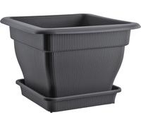 BURI XXL Bac à plantes Pot de fleurs 60x60cm avec réservoir d'eau et soucoupe - 70 litres Pot de plantes contre l'humidité stagnante Anthracite résistant aux UV, au gel, robuste