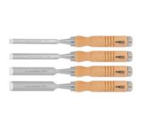 Burin 6, 12, 18, 24 mm lot de 4, manche bois 37-800