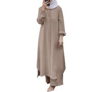 Burka Robe longue et fluide pour femme - Robe musulmane - Couleur unie - Robe longue fluide - Robe turque musulmane - Robe musulmane musulmane - Manches longues - Auto-nouer
