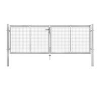 BURKE@ Argent Portail de jardin en acier galvanisé 300x75 cm argent 26.54 kg Haute qualité A809