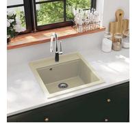 BURKE@ Beige Évier de cuisine Granit Seul lavabo Beige ,16.3 kg, Haute qualité A850