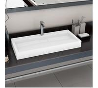 BURKE@ Blanc Lavabo 100x46x11 cm Fonte minérale/marbre Blanc 22.6 kg Haute qualité A748