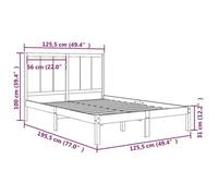 BURKE* Lit simple, 120x190 cm, Structure de lit classique, sans matelas, bois de pin massif- LL1995