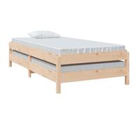 BURKE* Lit simple, 75x190 cm, Lit empilable sans matelas, bois pin massif- LL7190