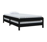 BURKE* Lit simple, 80x200 cm, Lit empilable sans matelas, noir bois massif de pin- LL7187