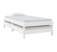 BURKE* Lit simple, 90x190 cm, Lit empilable sans matelas, blanc bois de pin massif- LL7189