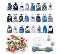 burkfeeg Calendrier de l'avent a Remplir, 24 jours sachets en tissu, compte à rebours à suspendre a Remplir+ 24 Clips en Bois, calendrier de l'Avent, cadeaux pour décorations de Noël