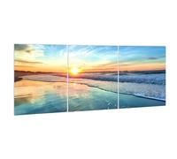burkfeeg Lot de 3 impressions sur toile - Coucher de soleil - Plage - Décoration murale - Pour cuisine, salle à manger - Décoration murale moderne - 30 x 40 cm - Haricot