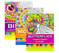 burkfeeg Lot De 3 Livres De Coloriage Pour Adultes, Cahier Coloriage Adulte, Livre De Coloriage A4, Papillon, Hibou, Thème Mandala, Livre De Coloriage Pour Adultes, Soulage Le Stress Et Se Détend