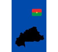 Burkina Faso Country Map and Flag Notebook: In Blue Color Background