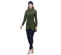 Burkini Femme Musulmane, Burkini Femme Musulmane 3 Pieces À Manches Longues Ensemble Burkini Couverture Complète Imprimé Islamique Hijab Détachable Beachwear Swimwear
