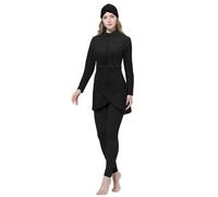 Burkini Maillot Transbronzant Femme Musulmans Islamique Modest Couverture Complète Robe Maillots de Bain Long Manches Longues Floral Print Noir Tankini Bathing Suits Activité Aquatique1