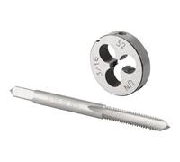 Burkit Jeu de tarauds et filières 3/16"-32 UN pour droitier, filetage de machine 3/16 x 32 UN et matrice ronde