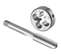 Burkit Jeu de tarauds et filières 3/8"-16 UNC pour gauche, filetage de machine 3/8" x 16 UNC et filière ronde