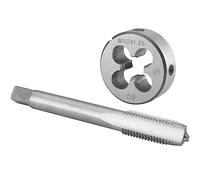 Burkit Jeu de tarauds et filières M10 x 1,25 pour gauche, filetage de machine M10 x 1,25 et filière ronde