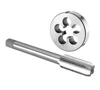 Burkit Jeu de tarauds et filières M18 x 2,5 pour gauche, filetage de machine M18 x 2,5 mm et filière ronde