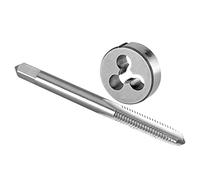 Burkit Jeu de tarauds et filières M2,6 x 0,45 pour droitier, filetage de machine M2,6 x 0,45 et filière ronde