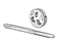 Burkit Jeu de tarauds et filières M4,5 x 0,75 pour droitier, filetage M4,5 x 0,75 mm et filière ronde