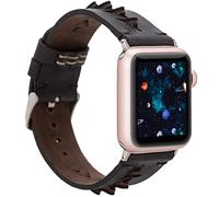Burkley Bracelet de rechange en cuir pour Apple Watch de 38/40 mm et 42/44 mm - Vintage - Bracelet de rechange compatible avec toutes les montres Apple - Fait main (42/44 mm, noir - BA12)