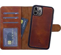Burkley pour iPhone 13 Pro Max avec Porte-Cartes et Béquille - Vintage Étui en Cuir iPhone 13 Pro Max - Portefeuille de Protection RFID/NFC pour téléphone avec étui arrière Amovible - Marron Vieilli