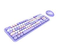 burko Combinaison clavier souris Sweet Keyboard Mouse Combo Couleur mixte 2.4G Wireless Keyboard Mouse Set Suspension circulaire Capuchon de touches pour PC Ordinateur portable Violet