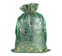 Burlap Bags - Gold Foil Drawstring Party Supplies | Reusable Christmas Holiday Treat Bags for Birthday, Wedding, Home, New Year, Kids, Adults, Family, Friends or Wrapping Events, 11.8x15.7in