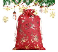 Burlap Bags - Gold Foil Drawstring Party Supplies | Reusable Christmas Holiday Treat Bags for Birthday, Wedding, Home, New Year, Kids, Adults, Family, Friends or Wrapping Events, 11.8x15.7in