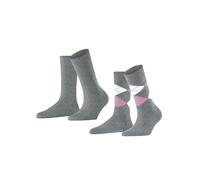 Burlington Everyday Mix Multipack W So coton fantaisie lot de 2 paires, Chaussettes Femme, Gris Light Grey 3401, 36-41