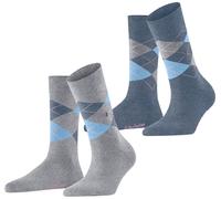 Burlington Chaussettes Femme Everyday Argyle – Coton fantaisie, 2 paires, Gris Arctic Melange 36-41