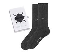 Burlington Basic Uni Gift Box M So coton unies lot de 2 paires, Chaussettes Homme, Gris Mid Grey 0020, 40-46