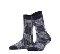 Burlington Charming Checks W So alpaga laine fantaisie 1 paire, Chaussettes Femme, Bleu Midnight 6098, 36-41