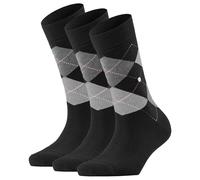 Burlington Chaussettes Femme Lot de 3 - Queen, chaussettes courtes, coton, motif losange, emblème logo noir/gris/rose 36-41