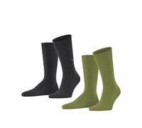Burlington Everyday 2-Pack M SO coton unies lot de 2 paires, Chaussettes Homme, Vert (Kiwi 7258), 40-46