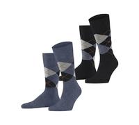 Burlington Everyday Argyle M So coton fantaisie 2 paires, Chaussettes Homme, Bleu Denim Melange 6797, 40-46