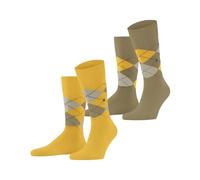 Burlington Everyday Argyle M So coton fantaisie 2 paires, Chaussettes Homme, Jaune Mustart 1318, 40-46
