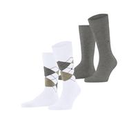 Burlington Chaussettes Homme Everyday Argyle Mix Multipack M coton fantaisie 2 paires Blanc 40-46