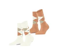 Burlington Everyday Argyle W So coton fantaisie 2 paires, Chaussettes Femme, Blanc Off-White 2040, 36-41