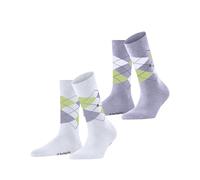 Burlington Everyday Argyle W So coton fantaisie 2 paires, Chaussettes Femme, Blanc White 2000, 36-41