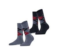 Burlington Everyday Argyle W So coton fantaisie 2 paires, Chaussettes Femme, Bleu Denim Melange 6797, 36-41