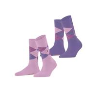 Burlington Everyday Argyle W So coton fantaisie 2 paires, Chaussettes Femme, Rose Berry-Pool 8394, 36-41