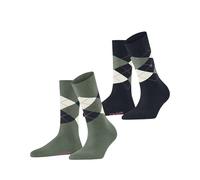Burlington Everyday Argyle W So coton fantaisie 2 paires, Chaussettes Femme, Vert Sage 7068, 36-41
