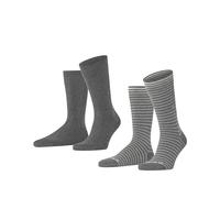 Burlington Chaussettes homme Everyday Stripe Mixed – coton fantaisie – lot de 2 paires – Gris 40-46