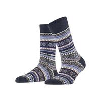Burlington Fair Isle Delight W So laine fantaisie 1 paire, Chaussettes Femme, Bleu Dark Blue Melange 6688, 36-41